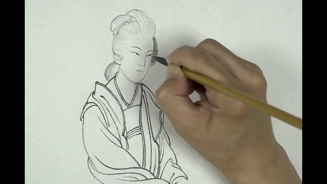 快速掌握古代侍女线描画法，让你茅塞顿开，中国人物画就要这样画中国