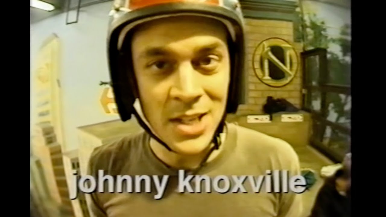 Johnny Knoxville drops in on a skateboard for the first time