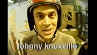 Johnny Knoxville drops in on a skateboard for the first time