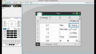 TiNspire for two sample t-tests (Hypothesis Testing)