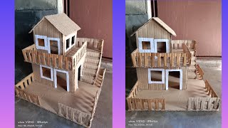 How to make miniature house from cardboard | Cardboard house model making | Cardboard house project