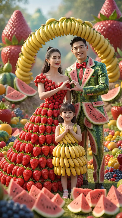 Magical Fruit Family! Strawberry | Banana | Watermelon Pure Fruit Journey! #shorts #cute #trending