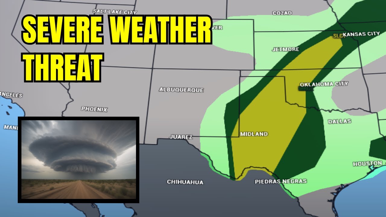 Severe storm threat through tonight across the Plains - YouTube