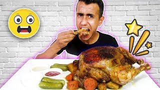 تحدي اكل دجاج محمر محشي بلخضار على طريقة الموكبانغ الشهيرة - موكبانغ Mukbang | 먹방