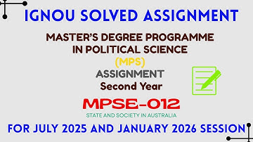 MPSE 012 | MPS SECOND YEAR | IGNOU SOLVED ASSIGNMENT | JULY 2025 - JANUARY 2026