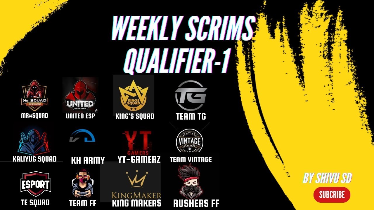 WEEKLY SCRIMS || QUALIFIER-1 12 TEAMS || SQUAD TOURNAMENT ||🕹🇮🇳