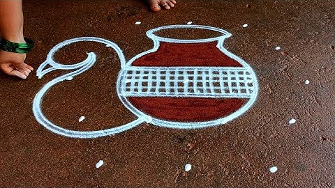 Pongal 2025 simple paanai kolam/5*3 sankranti chukala muggulu/bhogi kundalu muggulu/Super rangoli