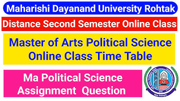 Ma Political Science Online Class Time Table | MDU Second Semester Assignment 2021 || #Mduassignment