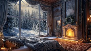 Peaceful Piano and Crackling Fire ASMR for a Royal Bedroom | Cozy Winter Night | Relaxing Sleep