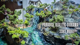 Paradise realistic waterfall ||dioramaTutorial video How to make realistic paradise scalemodel 
