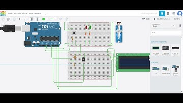 Arduino Smart Window Blinds with LCD | Light, Temperature & Manual Mode Display (Tinkercad)