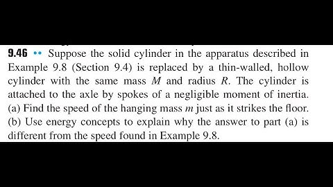 Suppose the solid cylinder in the apparatus described in Example 9.8 (Section 9.4 is replaced by a t