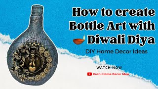 DIY | How to Decor Glass Bottle Idea | Best Out of Waste/Reuse Diya | Bottle Craft Idea #easydiy