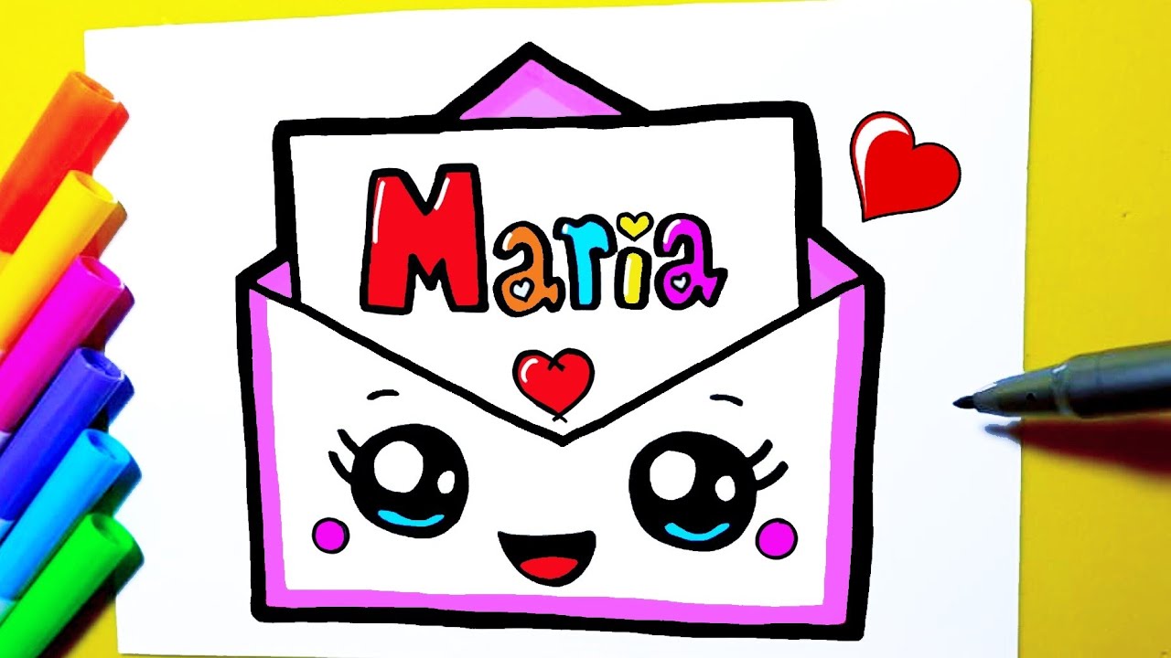 Como desenhar Carta Maria fofa Kawaii ❤ Desenhos Kawaii, Desenhos para  Desenhar - cute drawing 