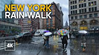 Rain Walk in NEW YORK ☔️ Relaxing Peaceful atmosphere of Lower MANHATTAN