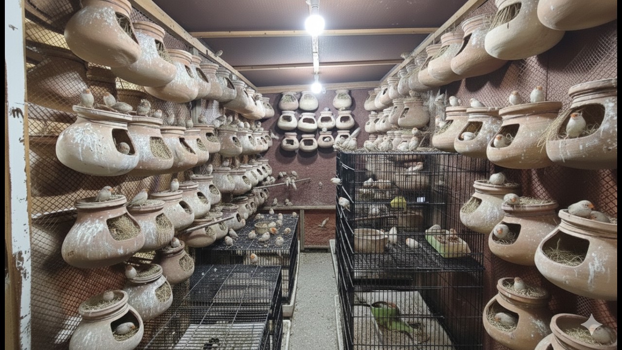 Inside 500+ Pairs Finch Farm | Full & Half Orange Exhibition Zebra Finches Complete Breeding Setup