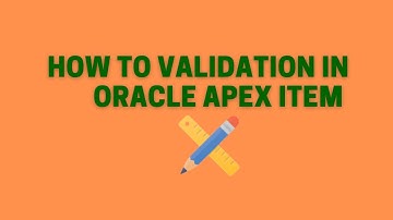 How to VALIDATION IN ORACLE APEX ITEM