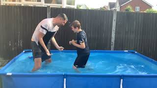 Destroying my dad in a swimming pool wrestling match
