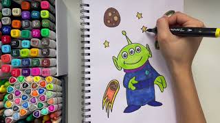 Alien Drawing and Colouring Easy for Kids