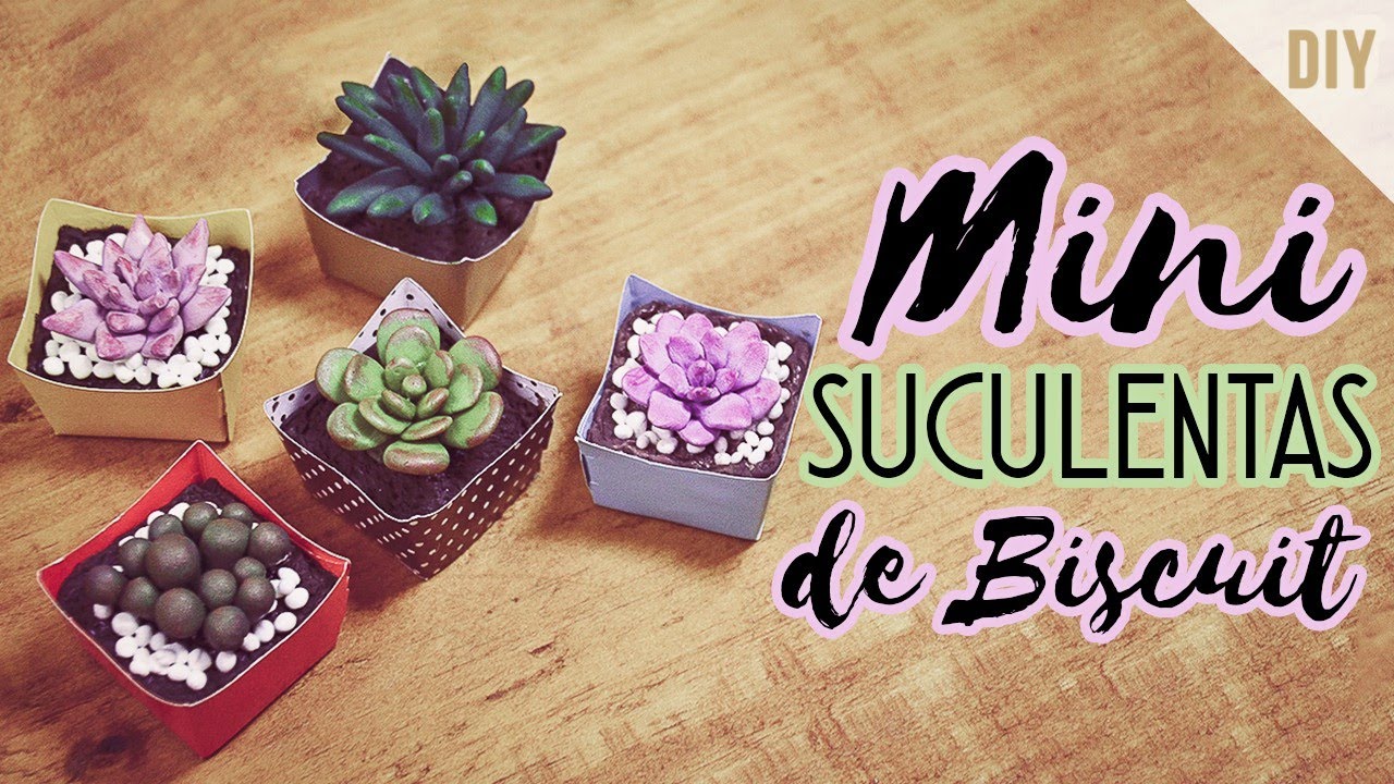 Como fazer mini Suculentas de Biscuit