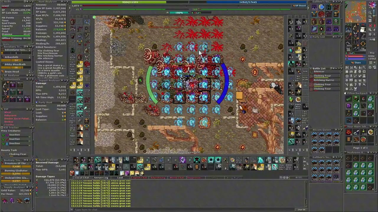 Upper Roshamuul RP 1073 hunt 9.9kk Raw 2,7kk Profit Choking Fear Bounty Tibia
