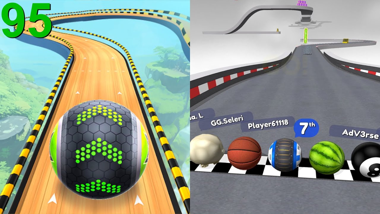 Скоростной забег Going Balls, смешные фейлы против испытаний, забег через портал, сложный уровень...