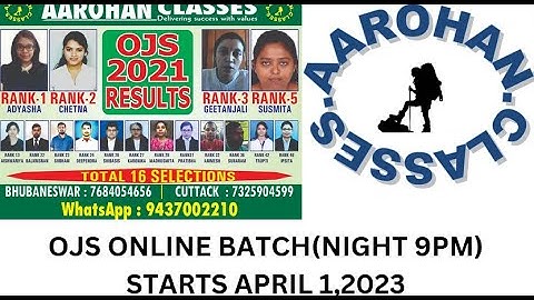 OJS ONLINE BATCH-STARTS APRIL 1,2023-9PM TO 11PM-AAROHAN CLASSES-7684054656