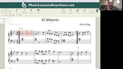Online piano student Nico, using Noteflight software for his own composition