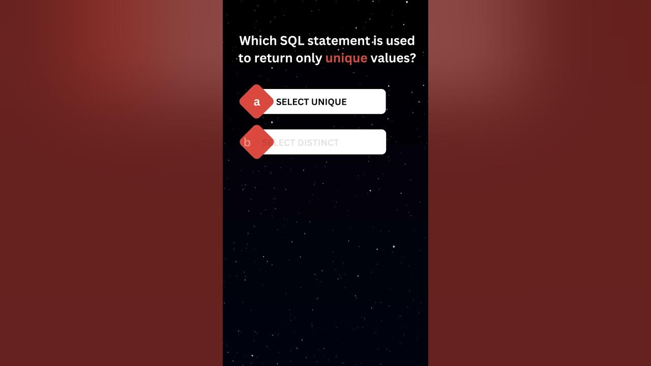 Sql to return only unique values learnsql sql sqlquiz youtube