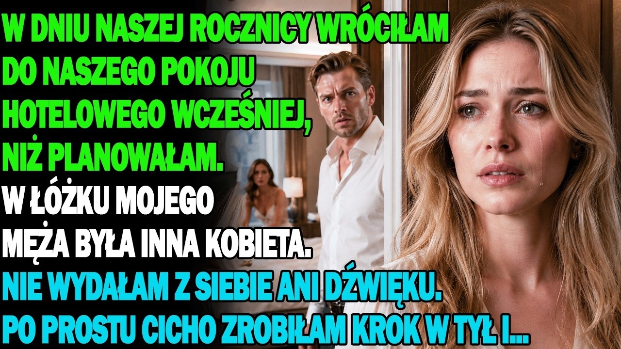 Stałam w drzwiach naszego pokoju hotelowego w rocznicę ślubu i usłyszałam śmiech obcej kobiety w łóżku, za które zapłaciliśmy razem. Wróciłam ze spa godzinę wcześniej tylko dlatego, że rozbolała...