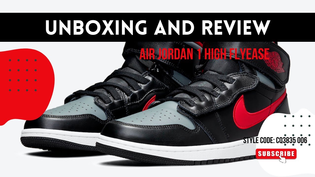 スニーカー Nike Air Jordan 1 High FlyEase Black Gym Red Smoke Grey Air Jordan 1 High Flyease Black/Gym Red-Smoke Grey-White