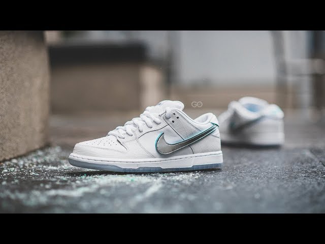 Dam unlock krog Diamond Supply Co. x Nike SB Dunk Low QS "White Diamond": Review & On-Feet  - YouTube