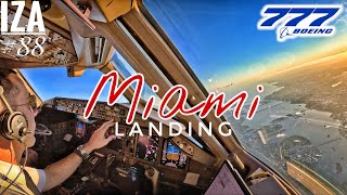 B777 MIA 🇺🇸 Miami | LANDING 12 | 4K Cockpit View | ATC \& Crew Communications