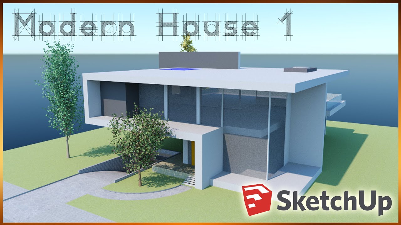 Sketchup - Modern House #1 (Sketchup Speedbuild) - YouTube