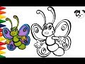 Cute butterfly rainbow coloring and drawing for kids toddlers  art colorkids 