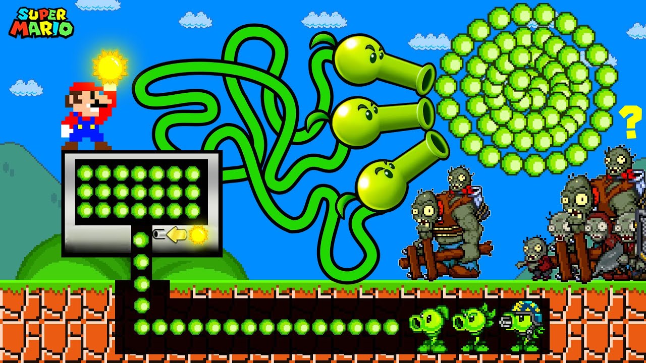 Super Mario Bros. But Mario Can Turn Peashooter into the Strongest Fusion Plant in Plants vs Zombies