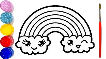 Vẽ tranh cầu vòng tuyệt đẹp siêu dễ thương 💖 Glitter Rainbow for Kids 💖 How to draw a Rainbow 💖