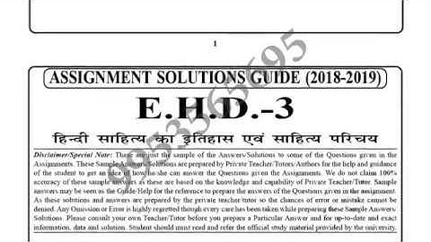 IGNOU BHDE-103/ EHD-3 solved assignment 2018-19