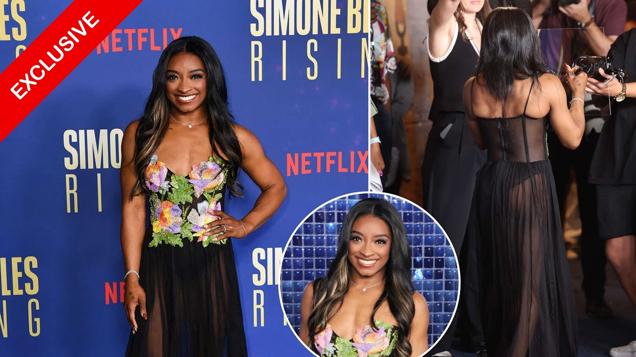 simone biles sheer dress Simone Biles Gets Cheeky in Sheer Dress at Her Docuseries Premiere