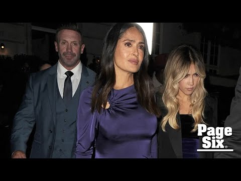 Salma Hayek and her daughter Valentina, 16, twin in purple outfits at Beckhams’ afterparty