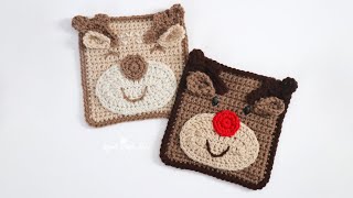 Crochet Deer and Reindeer Square