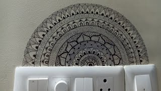 mandala art on switchboard | switch board mandala art | easy mandala art | My first attempt on wall