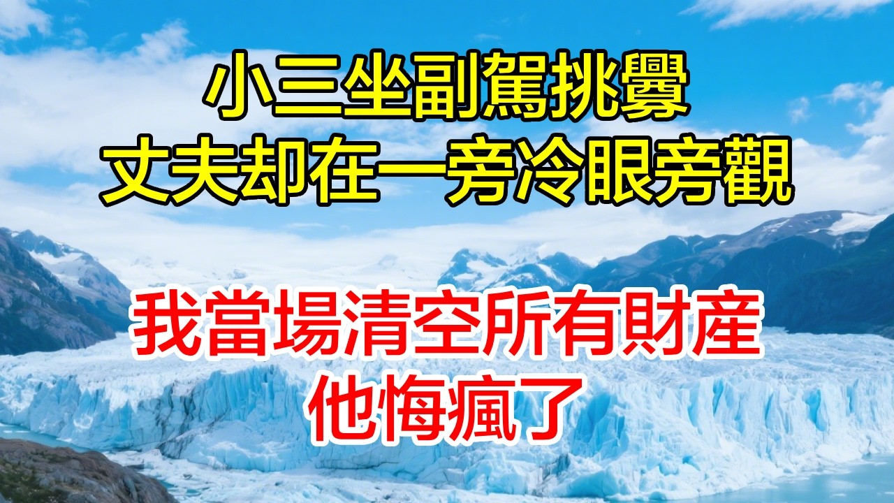 小三坐副駕挑釁，丈夫冷眼旁觀，我當場清空所有財產，他悔瘋了！