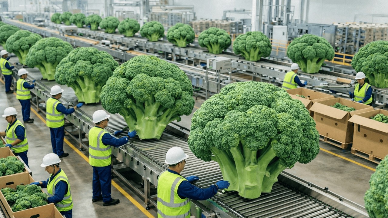 Inside a Mega Broccoli Factory — From Field to Frozen in Hours