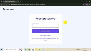 How to Reset Password in Hostinger