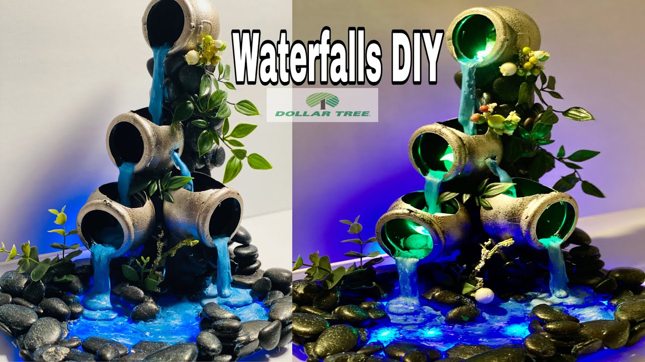 Dollar Tree Water fountain DIY using hot glue! YouTube