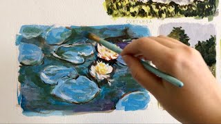 🐸Рисую на стене акрилом🍃Кувшинки по мотивам Моне🪷Acrylic painting #7