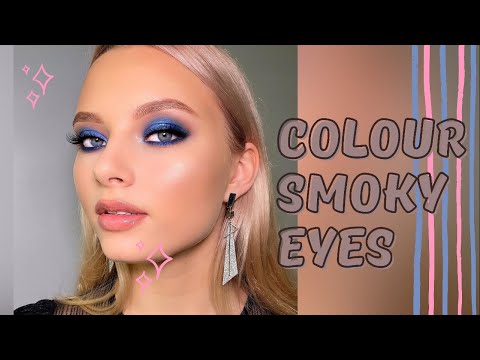 Color Makeup Blue Smoky Eyes Цветной Смоки