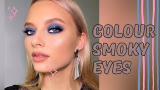 Color makeup / Blue smoky eyes/ Цветной смоки