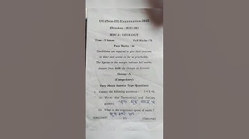 MDC - 1/2/3 Geology UG sem - 3 (2022-26) #previousyearquestions #skmu #undergraduate
